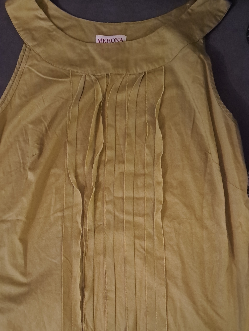 Merona Mustard Pintuck Sleeveless Blouse